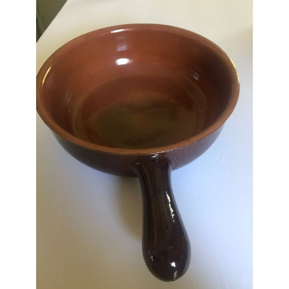 Vtg Extra large Terracotta Earthen Cooking Pan Italian Heavily Glazed 28